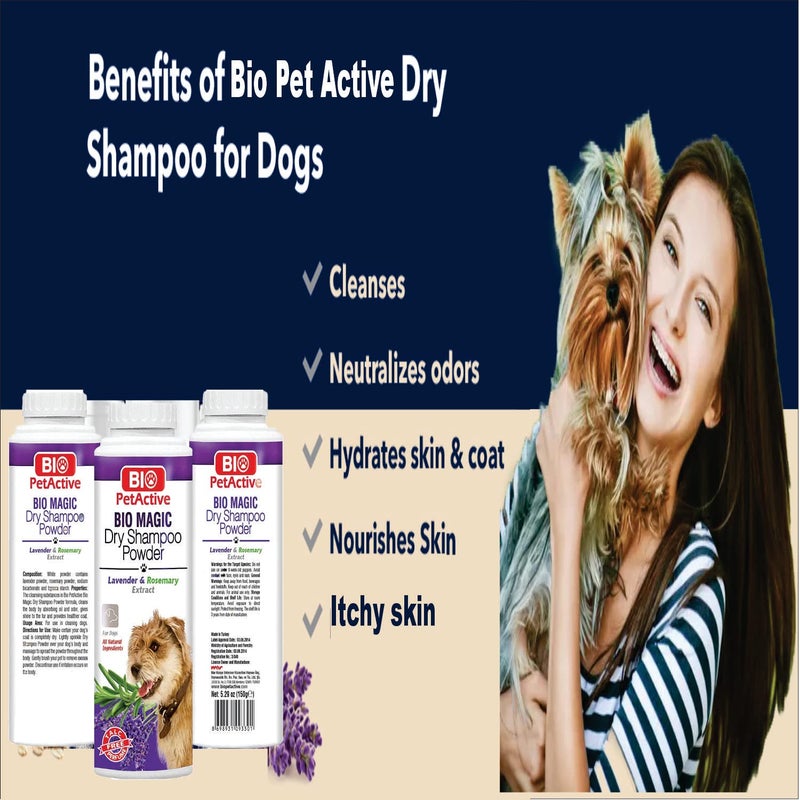 Bio PetActive Bio Magic Dry Shampoo Powder with Lavender and Rosemary for Dogs | Cleansing and Moisturizing Perfume and Talc Free Suitable for Sensitive Skin - 5.29 oz - Image 4